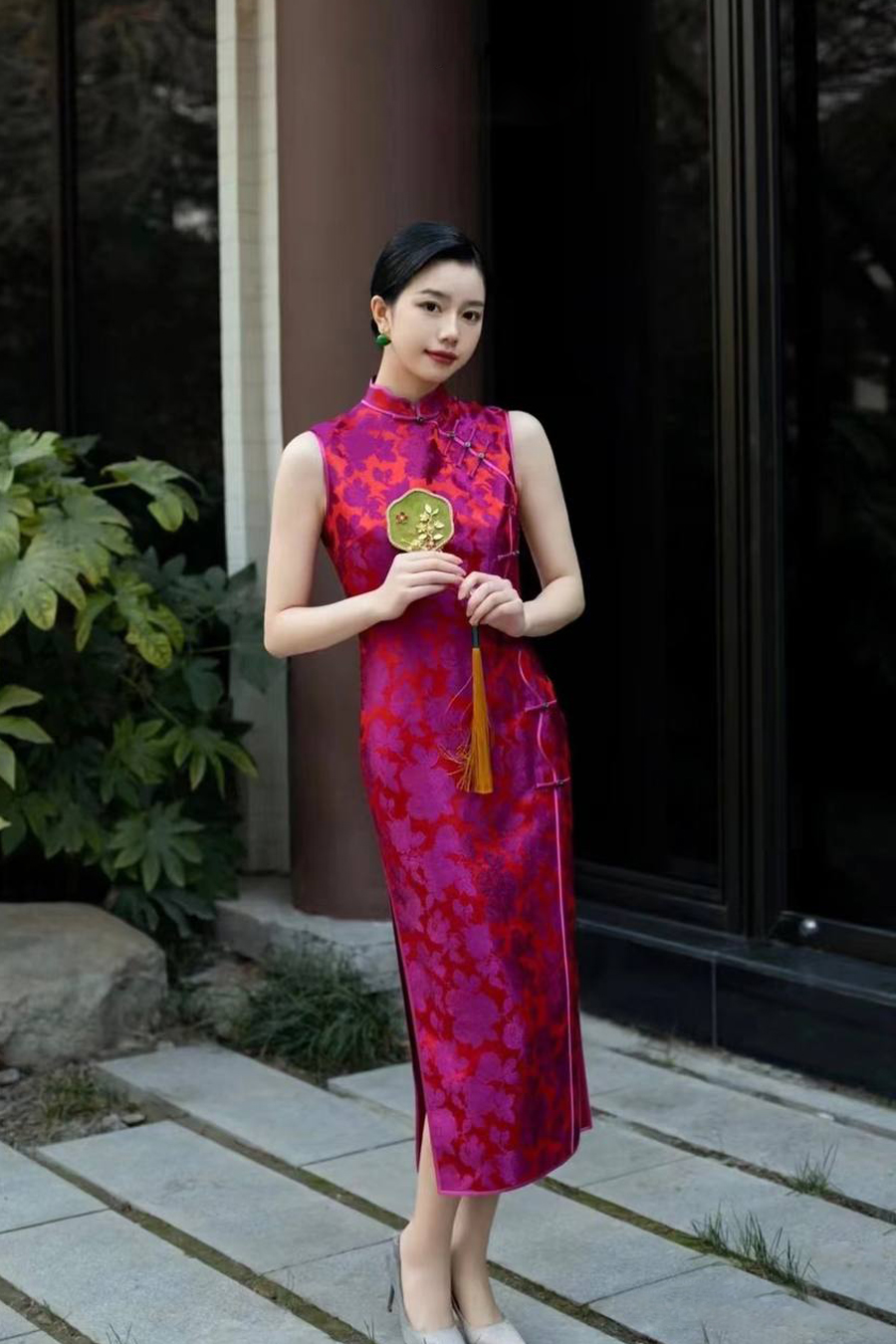 Crimson Bloom Cheongsam