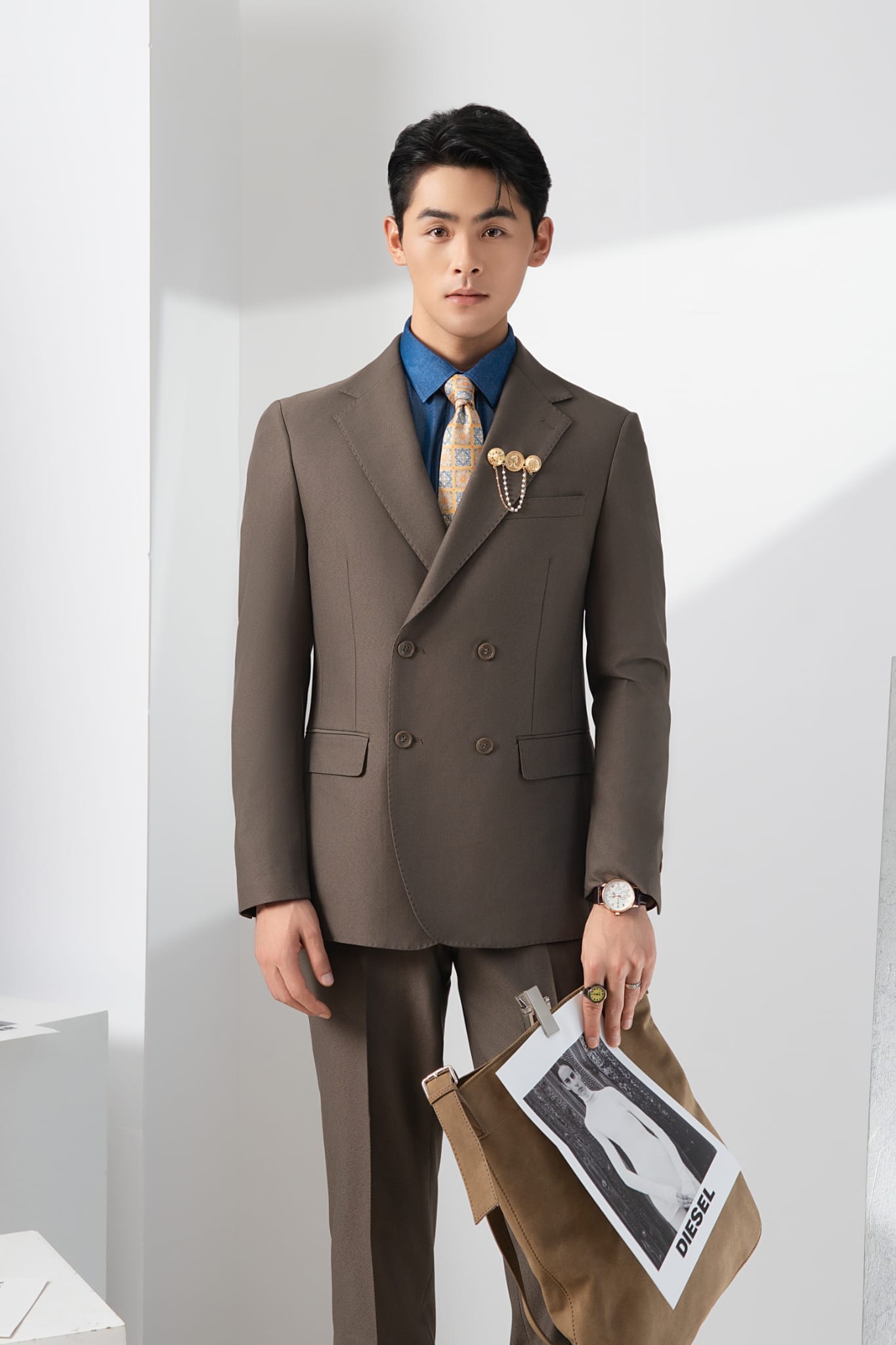 Continental Earth-Tone Double Breasted